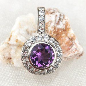 Genuine Amethyst & Topaz .925 Pendant Sterling Silver Natural Limited Edition